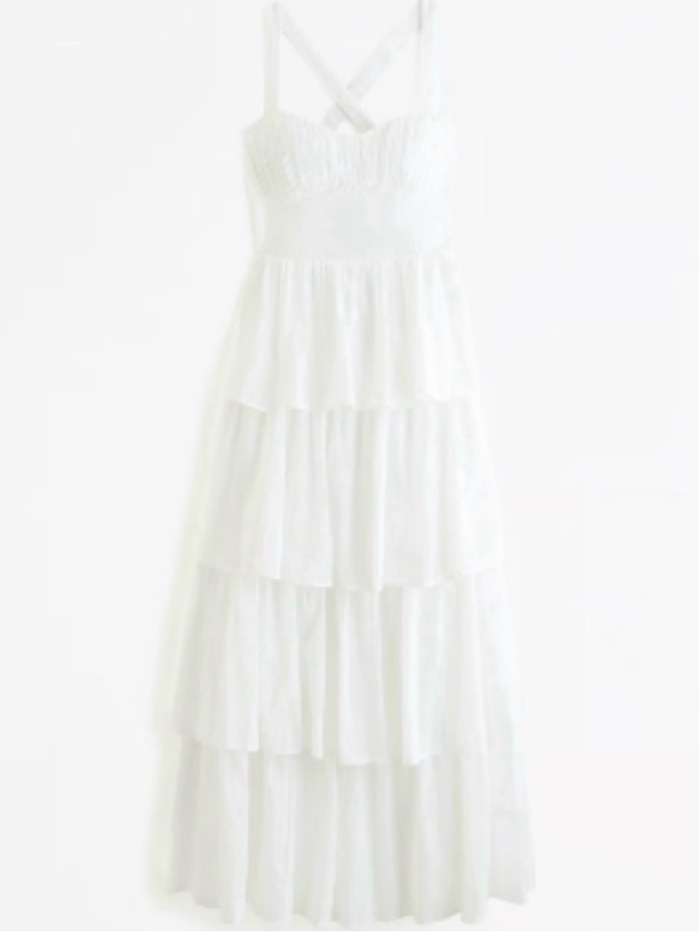 Abercrombie & Fitch White Tiered Maxi with Lace Up Back NWT